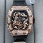 Swiss Richard Mille RM 51-01 Replica Tiger And Dragon Michelle Yeoh Watch with Diamond Bezel And Black Rubber Strap - Image 5