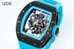 Best Replica RICHARD MILLE RM 55 – Swiss Movement Super Clone with Carbon Case & Blue Rubber Strap - Image 4