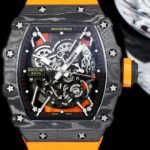 Swiss Super Clone Richard Mille RM 35-01 with NTPT Carbon Fiber Case, Orange Silicone Strap - Image 2