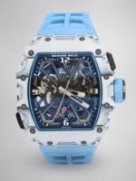 Best Swiss Richard Mille RM 35-03 Replica Rafael Nadal Watch for Men | White Carbon Fiber Case | Blue Strap