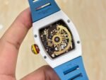 Richard Mille RM 88 Smiley Automatic Tourbillon Replica White Ceramic Blue Strap Watch - Image 6