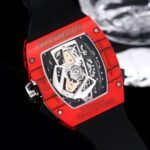 Luxury Sport Replica Richard Mille RM 40-01 Red Carbon Fiber Case Watch With Black Rubber Strap - Image 10