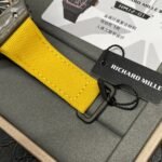 Swiss Replica Richard Mille RM 12-01 Tourbillon Watch – Bold Yellow Fabric Strap, Carbon Fiber Barrel Case, Skeleton Dial - Image 10
