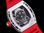 Best Swiss Replica RICHARD MILLE RM 52 Tourbillon Super Clone Watch – Skull Skeleton Dial, Red Strap - Image 7