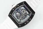 Richard Mille RM055 Skeleton Swiss Replica, Titanium Carbon Fiber Case, White Rubber Strap - Image 6