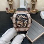 Swiss Richard Mille RM 51-01 Replica Tiger And Dragon Michelle Yeoh Watch with Diamond Bezel And Black Rubber Strap - Image 3