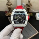 Richard Mille RM 35-01 Replica Rafael Nadal White Carbon Case Red Strap Watch | Swiss Movement, Skeleton Dial - Image 5
