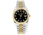 Rolex Datejust 41mm Watch – Two-Tone Steel and Gold with Black Diamond Dial
