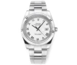 Rolex Datejust 41mm Silver Fluted Bezel White Dial