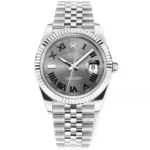 Rolex Datejust 41mm Watch – Silver with Grey Dial, Fluted Bezel