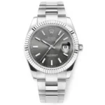 Rolex Datejust 41mm Watch – Silver Fluted Bezel, Grey Dial, Stainless Steel Bracelet Rolex