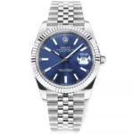 Rolex Datejust 41mm Watch – Silver with Blue Dial, Fluted Bezel Rolex