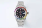 Rolex Submariner Rainbow Bezel Watch – Black Dial with Pink Markers, 40mm Stainless Steel Case