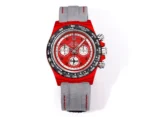 Rolex Daytona Carbon Fiber Night Glow Case Watch – Red Dial, Grey Strap