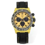 Rolex Daytona Carbon Fiber Night Glow Case Watch – Yellow with Black Strap