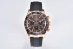 Rolex Daytona Watch with Black Rubber Strap, Brown Dial, and Exquisite