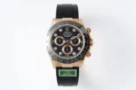 Rolex Daytona Rose Gold Black Dial Rubber Strap