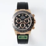 Rolex Daytona Rose Gold Black Dial Rubber Strap