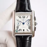 Cartier Tank W5330007 Silver Black Leather