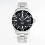 TAG Heuer – Silver Stainless Steel, Black Dial, Automatic Diver Style, 100m Waterproof
