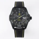 TAG Heuer – Black Carbon Fiber Dial, Yellow Stitching Strap, Formal & Casual Style, SW200 Movement