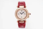 Cartier Pasha de Cartier Ladies Watch Rose Gold Red Leather Strap