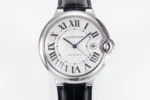 Cartier Ballon Bleu 42mm Silver Black Leather - Image 8