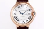 Cartier Ballon Bleu 42mm Rose Gold Brown Leather - Image 9