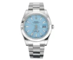 Rolex Datejust with 3235 Movement – Silver Stainless Steel, Ice Blue Dial, Fluted Bezel