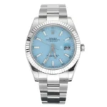Rolex Datejust with 3235 Movement – Silver Stainless Steel, Ice Blue Dial, Fluted Bezel