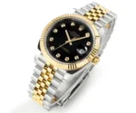 Rolex Datejust 41mm Watch – Two-Tone Steel and Gold with Black Diamond Dial - Image 2