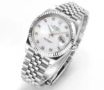 Rolex Datejust 41mm Silver Stainless Steel Watch with Diamond Dial, Fluted Bezel - Image 2