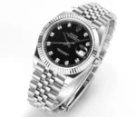 Rolex Datejust 41mm Watch – Silver with Black Dial, Diamond Markers - Image 2