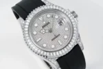 Rolex Yacht-Master 42mm Diamond Set Watch – Silver Dial with Black Rubber Strap - Image 2