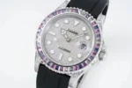 Rolex Yacht-Master 42mm Platinum Case Watch with Diamond & Amethyst Bezel and Black Rubber Strap - Image 2