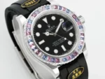 Rolex Yacht-Master “Heavy Edition” – Black Dial with Rainbow Bezel, Rubber Strap - Image 2