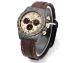 Rolex Daytona Carbon Fiber Custom Edition Watch – Black with Brown Strap - Image 2
