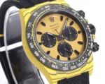 Rolex Daytona Carbon Fiber Night Glow Case Watch – Yellow with Black Strap - Image 2