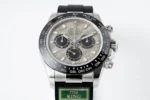Rolex Daytona Cosmograph Watch – Silver Dial, Black Rubber Strap - Image 2