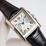 Cartier Tank W5330007 Silver Black Leather - Image 7