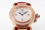Cartier Pasha de Cartier Ladies Watch Rose Gold Red Leather Strap - Image 9