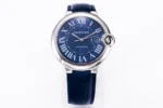 Cartier Ballon Bleu 42mm Blue Leather Watch