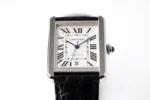 Cartier Tank W5200028 Silver Dial Black Leather