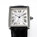 Cartier Tank W5200028 Silver Dial Black Leather