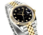 Rolex Datejust 41mm Watch – Two-Tone Steel and Gold with Black Diamond Dial - Image 3