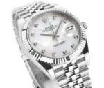 Rolex Datejust 41mm Silver Stainless Steel Watch with Diamond Dial, Fluted Bezel - Image 3