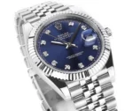 Rolex Datejust 41mm Watch – Silver with Blue Dial, Diamond Markers - Image 3