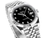 Rolex Datejust 41mm Watch – Silver with Black Dial, Diamond Markers - Image 3