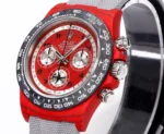 Rolex Daytona Carbon Fiber Night Glow Case Watch – Red Dial, Grey Strap - Image 3