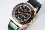 Rolex Daytona Rose Gold Black Dial Rubber Strap - Image 3